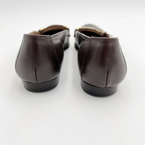 Vtg Salvatore Ferragamo Womens Loafer 6 AA Chocolate Brown Leather Gold Italy - Picture 3 of 12
